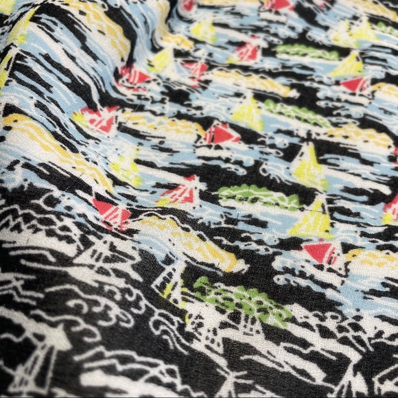 M Studio, white and navy sailboat pattern sun dress, size Small. - Picture 4 of 5